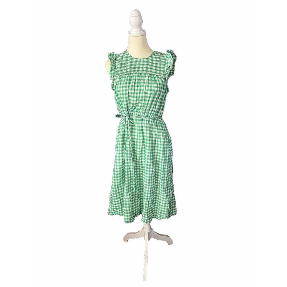 Green Gingham Sleeveless Dress
